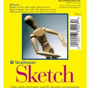 Strathmore 300 Series Sketch Paper Pad, Glue Bound, 14x17 inches, 100 Sheets